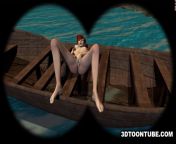 Лесбийский секс на озере в лодке